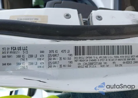 2015 Jeep Compass Sport из США, поврежденный, VIN 1C4NJDBB8FD371000